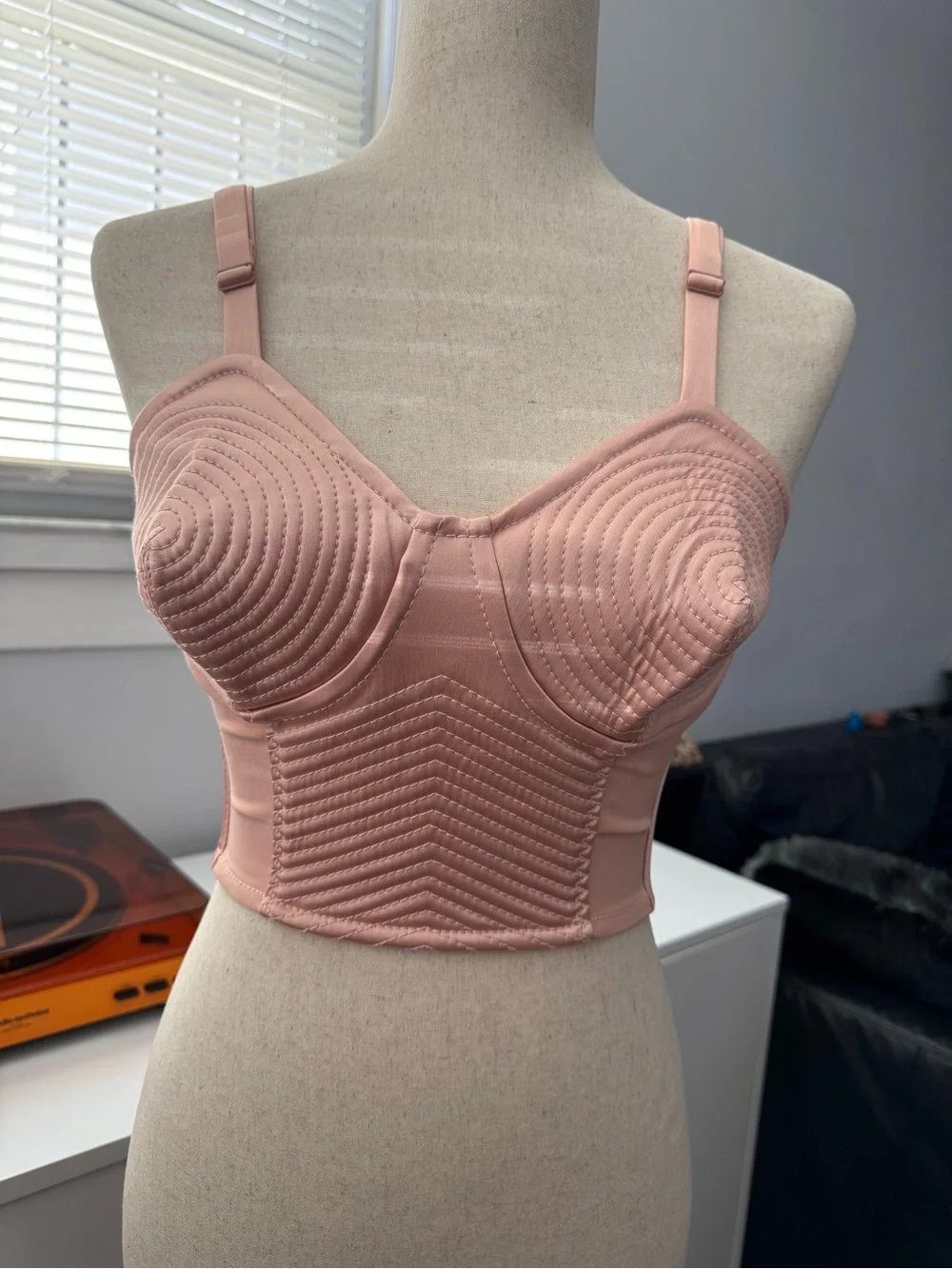 Jean Paul Gaultier Femme Pink Satin Cone Bra Corset Bustier Top US 6 - Picture 3 of 7